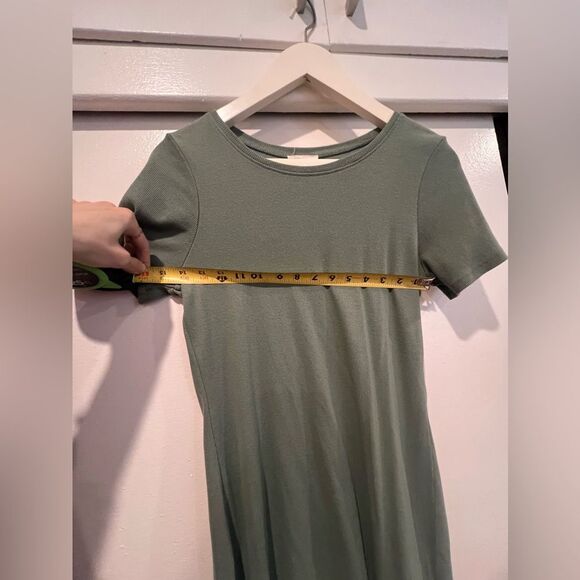 Open edit soft ribbed muted green shirt dress size large mini dress tee shirt L - Picture 13 of 15